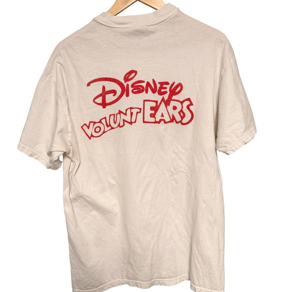 Vintage Disney T-Shirt XL White VoluntEARS Mickey Mouse Hanes Beefy-T 90s Retro - Picture 2 of 6